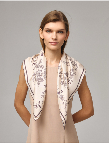 Картинка Шовкова хустина «Мереживо» Ivory 